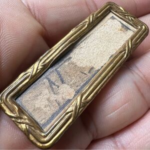 Antique Brass Name Plate Brooch Pin Art Deco Style Vintage Employee Badge